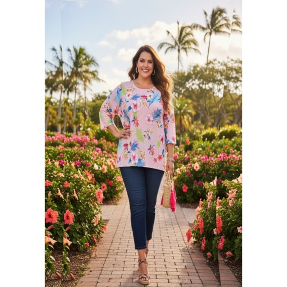 Women Top Jm Collection Plus Size Floral‎ Jacquard Top Size OX